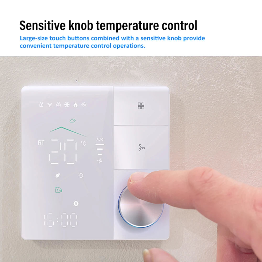 Smart WiFi Thermostat with Knob for AC, Fan Coil, and Temperature Control