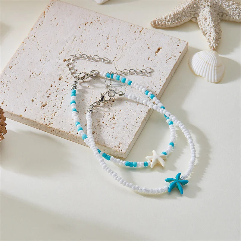 CowLost | bohemian-mixed-color-rice-beads-starfish-turtle-pendant-anklet-for-women-bracelet-on-the-leg-beach-barefoot-sandal-leg-jewelry |2