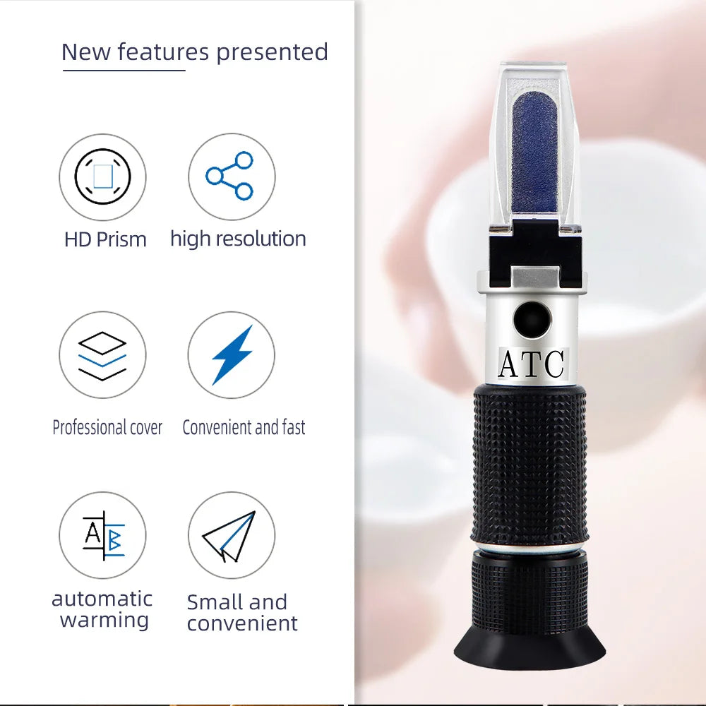 Handheld 0-80% Alcohol Refractometer ATC for Liquor and Spirits Concentration Testing