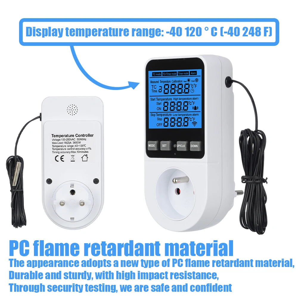 LCD Timer Socket Thermostat Temperature Controller AC110-230V for Heating Cooling
