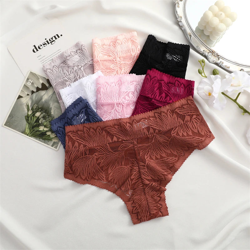 CowLost | activewear-pants-3pcs-lace-hollow-out-mid-waist-womens-briefs-set |10
