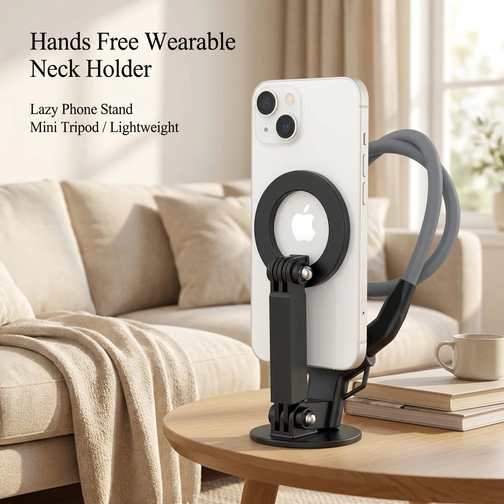 CowLost | magnetic-hanging-neck-stand-for-iphone-wearable-mobile-phone-holder-with-tripod-function-video-selfie-stick-suporte-for-magsafe |2