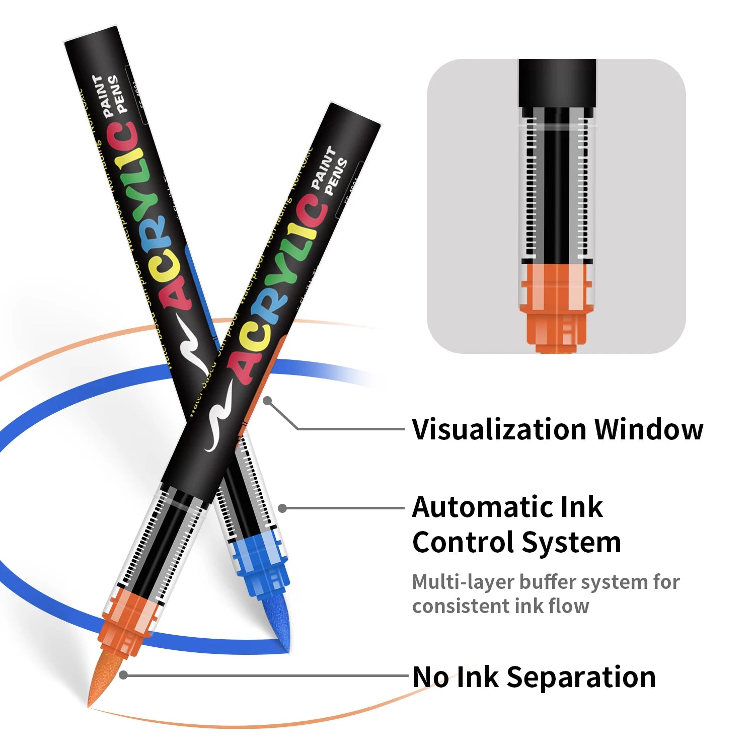 CowLost | markers-product_id-soft-brush-tip-acrylic-paint-pen-waterproof-high-saturation-automatic-ink-control-for-wood-metal-plastic-canvas-fabric |3