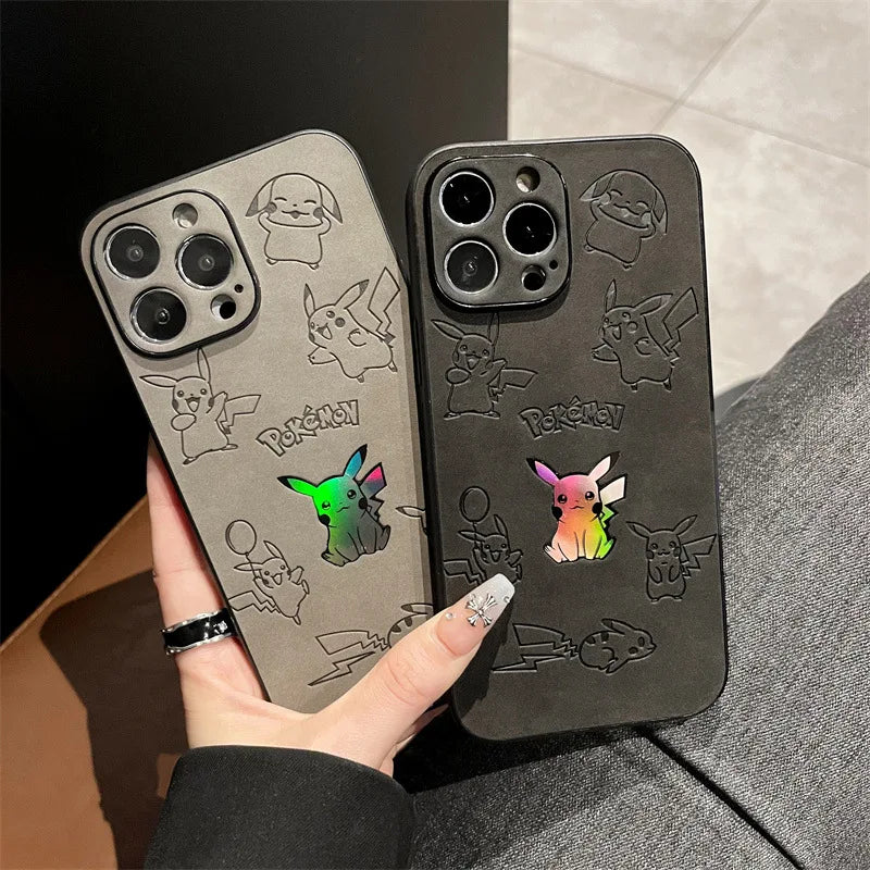 CowLost | cartoon-pikachu-faux-leather-shockproof-phone-case-for-iphone-7-to-16-pro-max |1