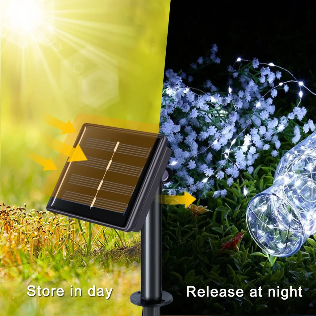 Solar Outdoor Fairy String Lights, 50-300 LED Copper Silver Wire, Waterproof, 8 Modes for Christmas & Wedding