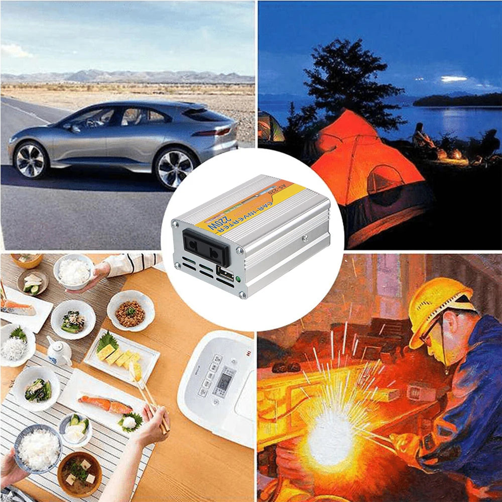 CowLost | product_id-12v-dc-to-220v-ac-220w-usb-power-inverter-with-battery-clips-portable-car-solar-transformer |4