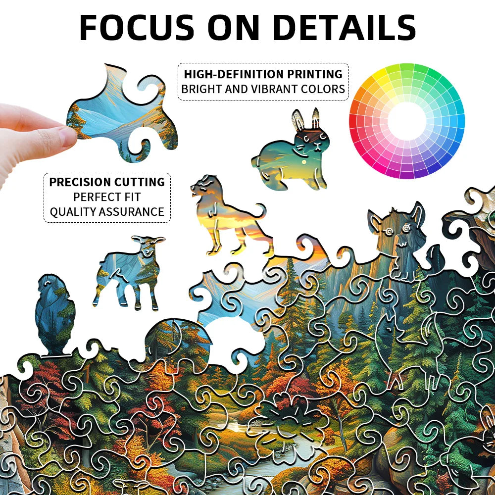 CowLost | product_id-challenging-forest-animal-wooden-puzzle-with-mountain-waterfall-scenes-small-and-large-sizes |5