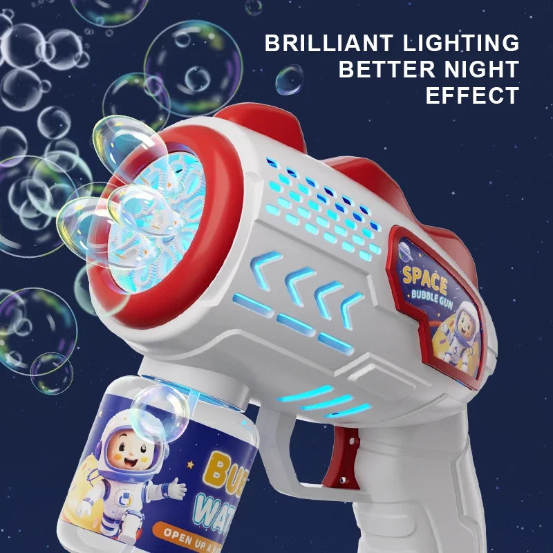 Space Astronaut Rocket Automatic Bubble Gun with Bubble Liquid Toy for Kids Gift