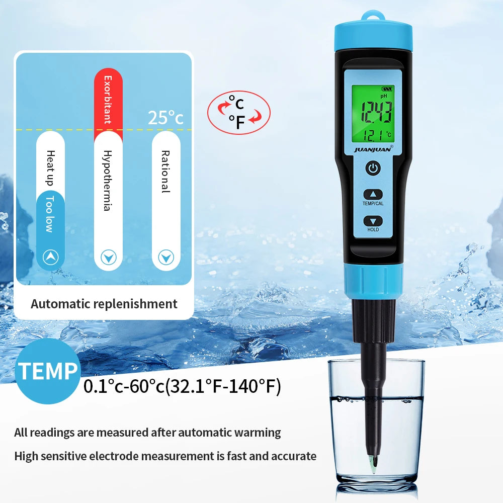 Digital PH Meter with Backlight for Food, Soil, Cosmetic, Cheese, Meat, Fruit, Dough Testing