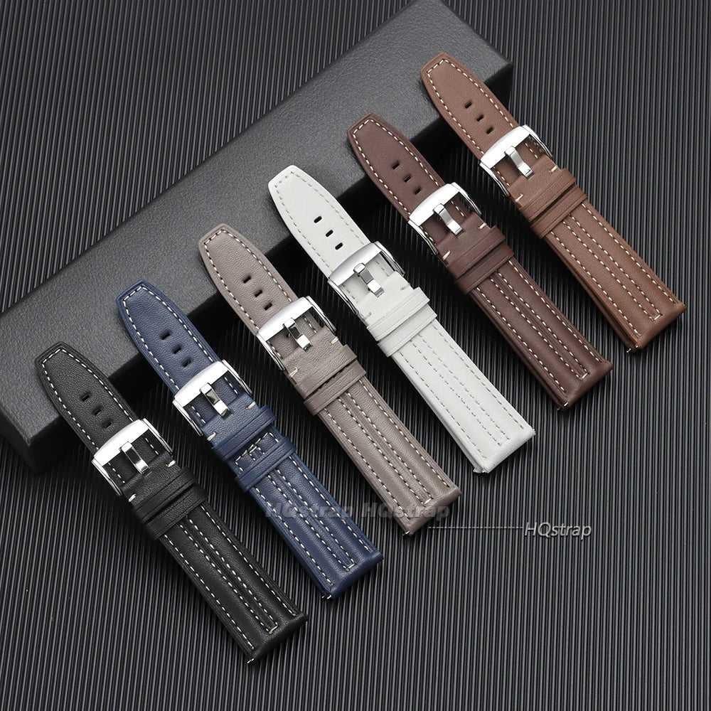 22mm Handmade Vintage Cowhide Leather Watch Band for Seiko Smartwatch Quick Release