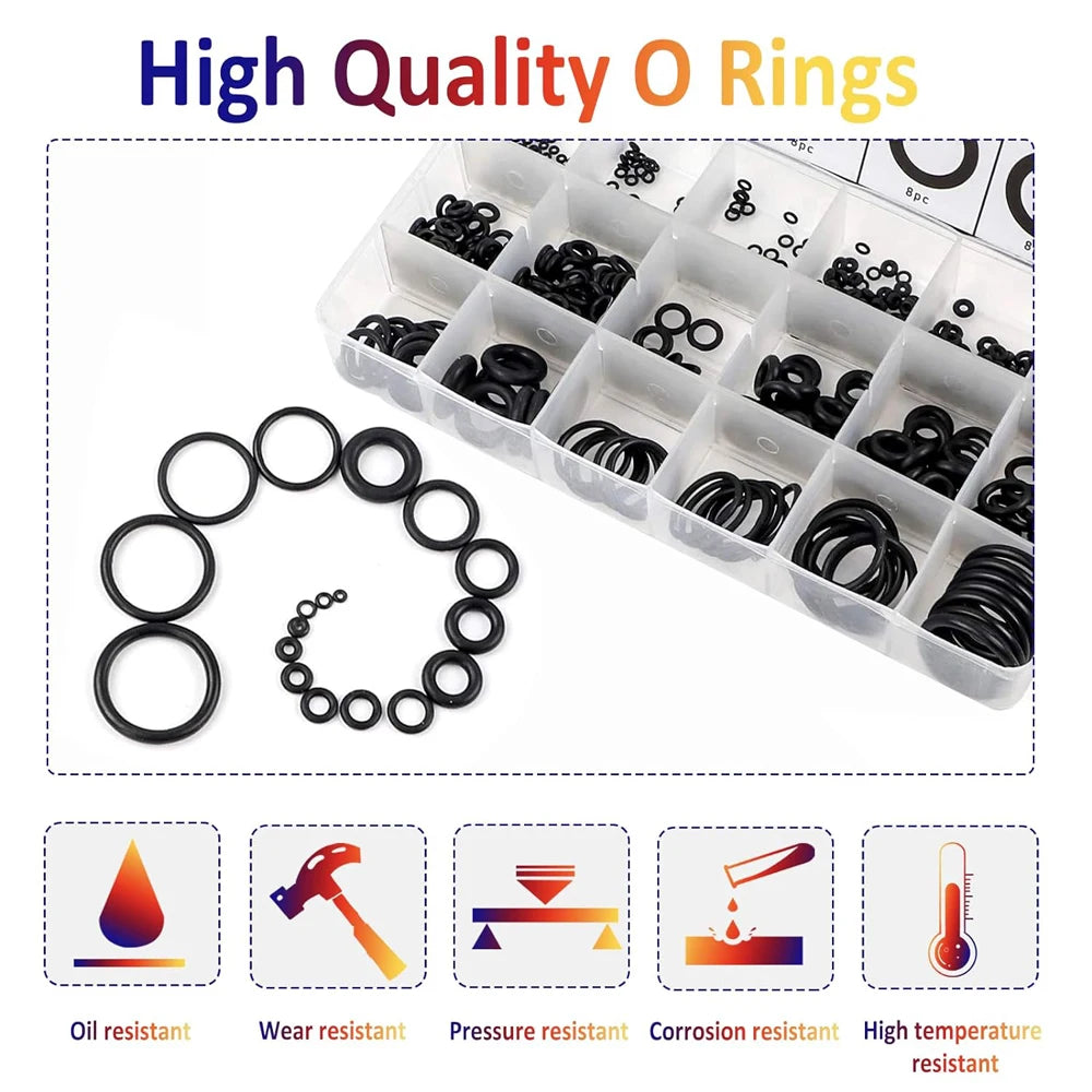 CowLost | 419-225pcs-rubber-o-ring-assortment-kit-buna-n-gasket-sealing-replacement-o-rings-32-metric-sizes-for-plumbing-faucet-repair |22