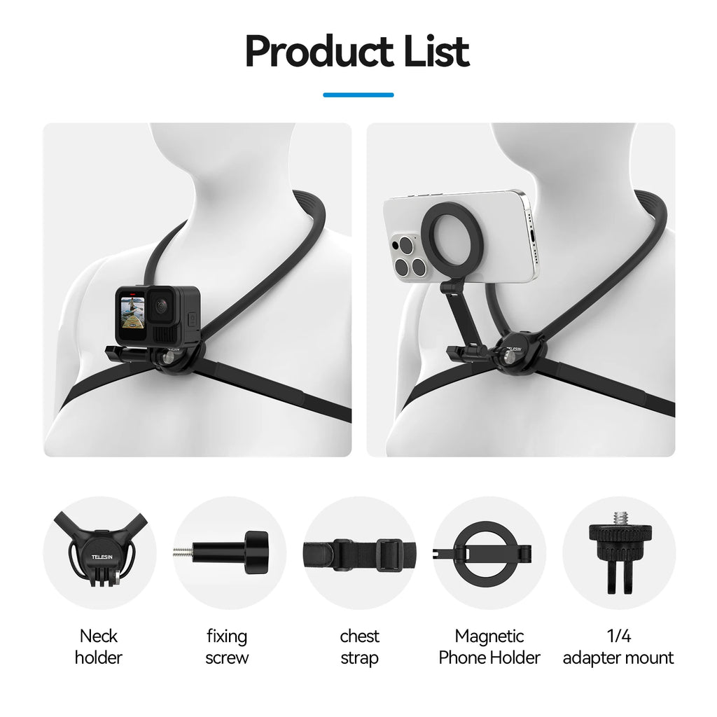 CowLost | telesin-phone-action-camera-2-in-1-neck-hold-mount-for-gopro-insta360-dji-osmo |19