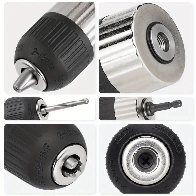 CowLost | keyless-self-locking-drill-chuck-adapter-2-13mm-3-8-24unf-hex-shank-quick-release-impact-ready-electric-drill-chuck-driver-tools |5