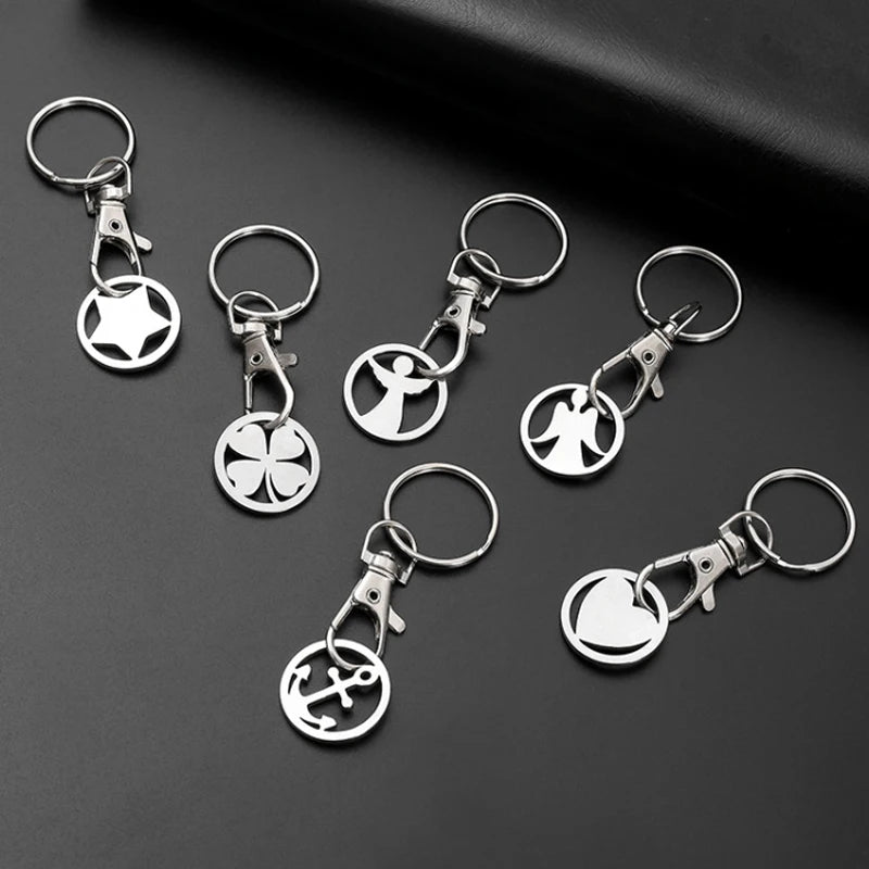 1/10PCS Stainless Steel Shopping Cart Token Keychains Portable Trolley Coin Removers