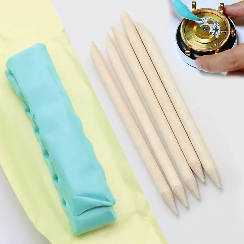 Watch Cleaning Rubber Putty with Wooden Sticks for Movement Cleaning and Repair Tool