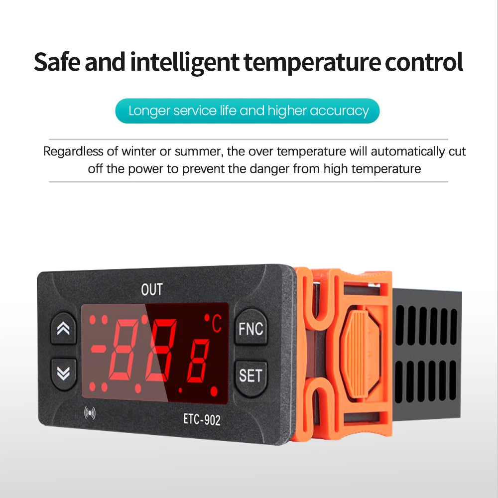 ETC-902 Digital Temperature Controller Thermostat Thermoregulator Incubator Relay LED 16A Heating Cooling 12V-24V AC 110V-220V
