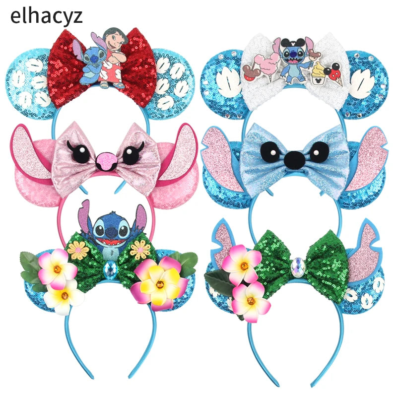 CowLost | cartoon-lilo-stitch-head-band-girls-sequins-bow-hairband |18