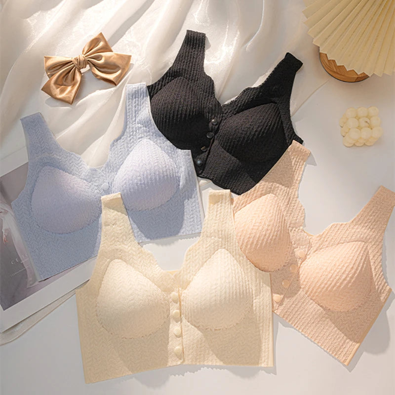 CowLost | product_id-plus-size-seamless-nursing-bra-with-front-buckle-thin-mold-cups-anti-sagging-support |3