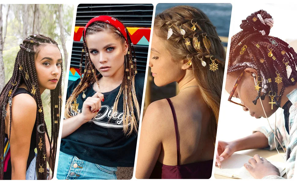 40pcs Gold Hair Cuffs Braids Rings Adjustable Hair Beads for Dreadlock Accessories