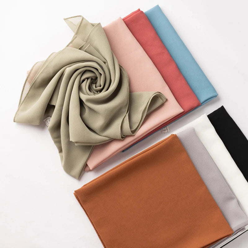 CowLost | 90-90cm-square-solid-color-women-chiffon-hijab |2