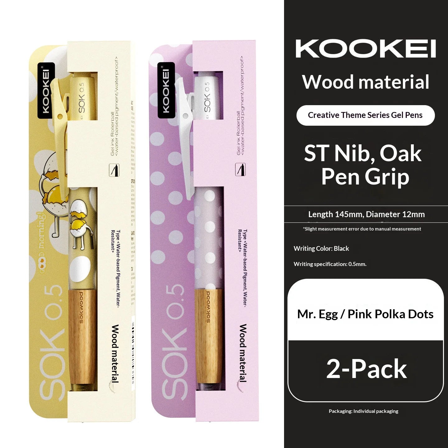 CowLost | product_id-kookei-gel-pen-with-oak-wood-handle-smooth-0-5mm-st-nib-fast-dry-ink-polka-dot-design-for-students-professionals |33