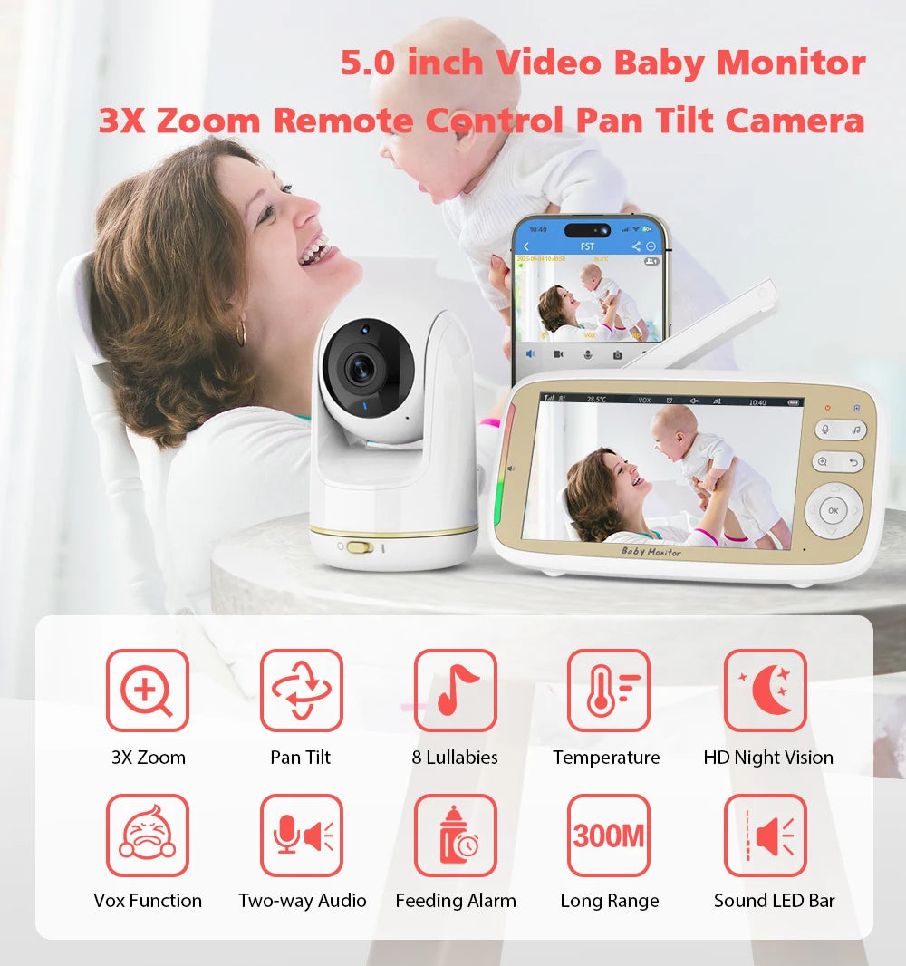 CowLost | 5-wireless-baby-monitor-3x-zoom-ptz-camera-feelbaby-app-and-full-color-ips-lcd-monitor-dual-control-security-camera-babysitter |7