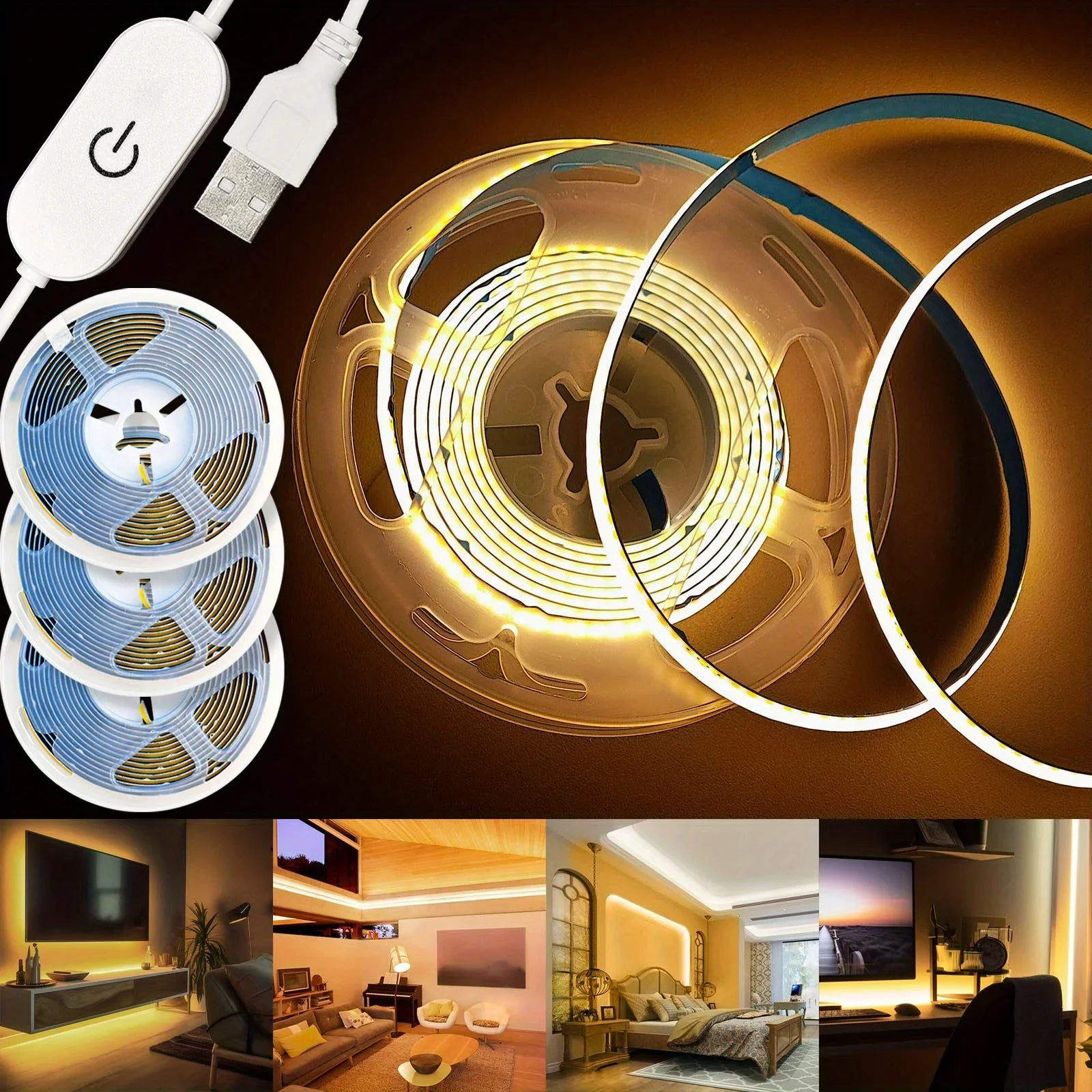 CowLost | light-ropes-strings-product_id-usb-5v-cob-led-strip-light-touch-dimmer-high-density-320-leds-m-ra90-flexible-tape-for-home-decor |1