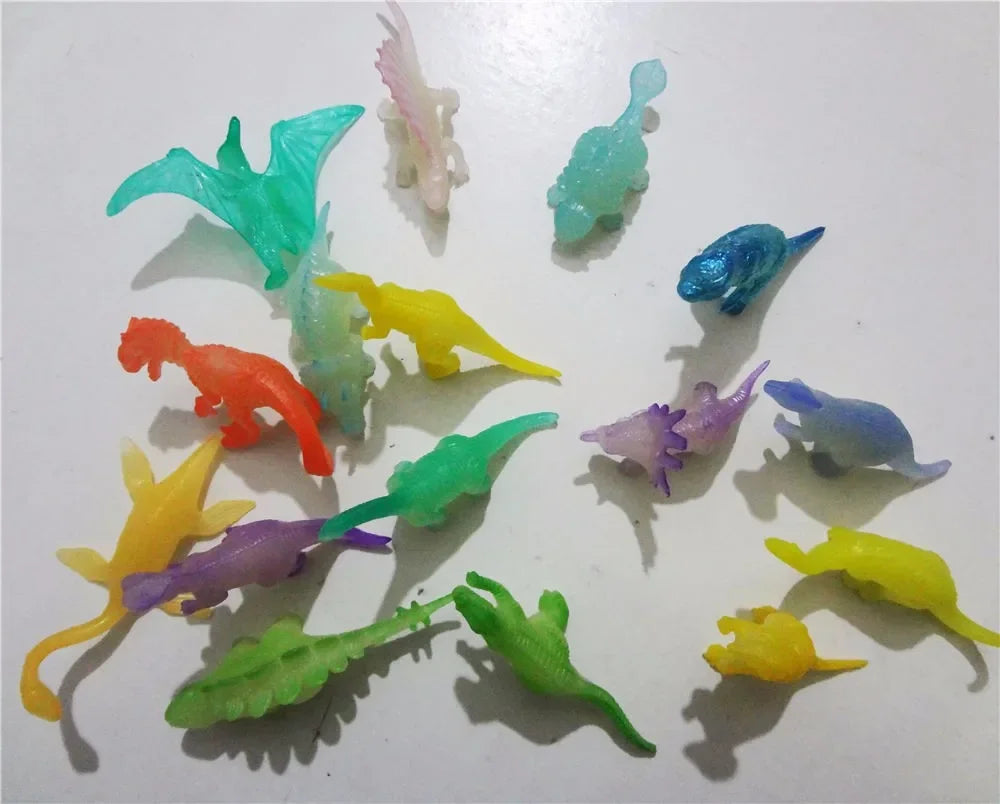 16Pcs Glow-in-the-Dark Mini Dinosaur Figure Toys Set