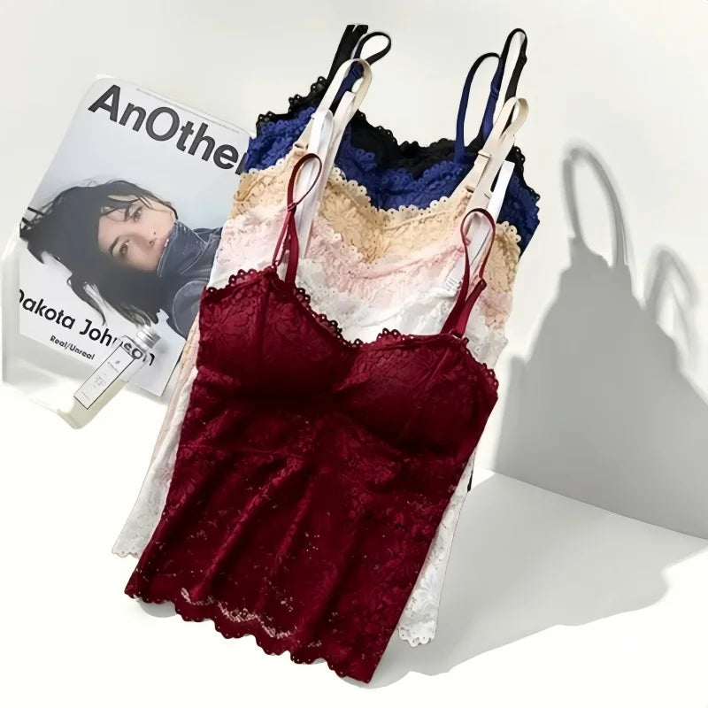 CowLost | product_id-womens-floral-lace-non-wire-bralette-with-adjustable-straps-and-removable-pads |1