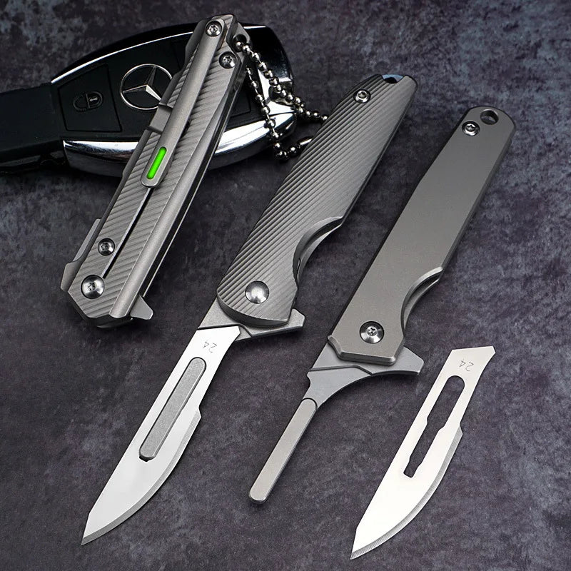 CowLost | tools-upgrade-titanium-alloy-folding-scalpel-with-replaceable-blades |9