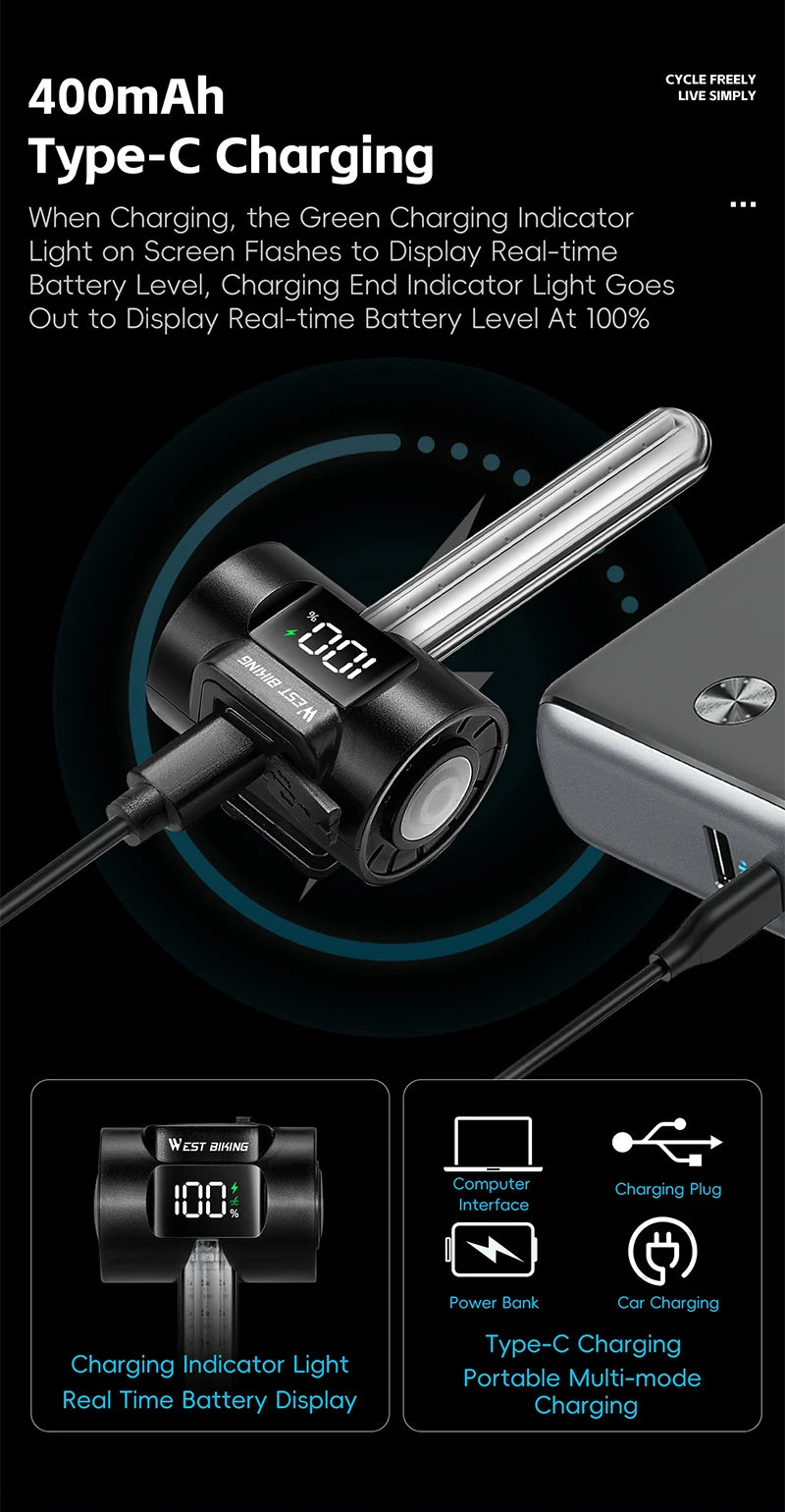 CowLost | west-biking-bicycle-taillight-power-display-intelligent-sensing-navigation-bike-rear-light-type-c-charging-led-mtb-bike-light |11