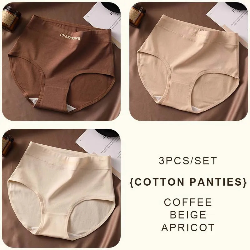 CowLost | product_id-fallsweet-3pcs-womens-large-high-waist-seamless-cotton-briefs |20