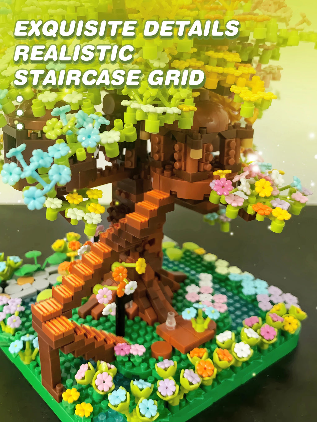 CowLost | product_id-pink-cherry-blossom-rainbow-treehouse-building-block-toy-for-parent-child-assembly |13