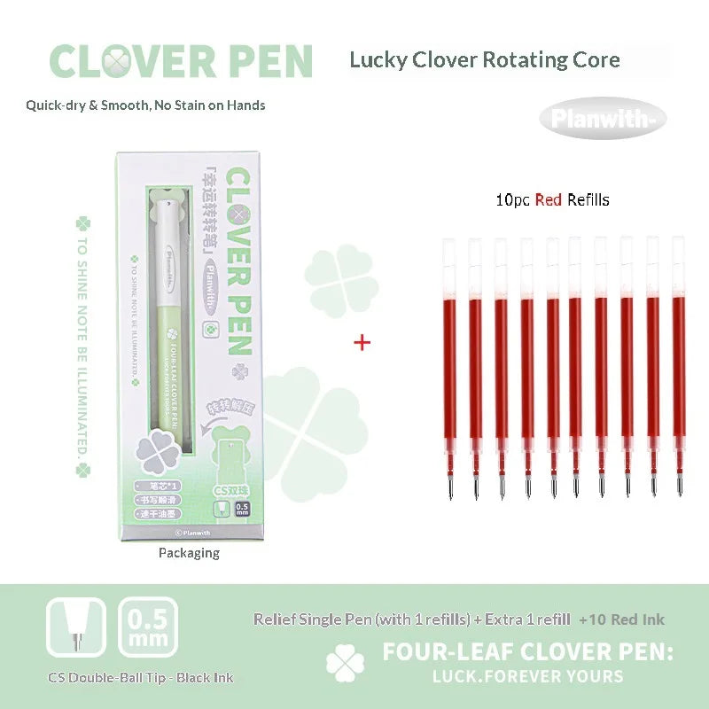 CowLost | product_id-planwith-lucky-clover-0-5mm-carbon-black-gel-pen-no-smudge-smooth-writing-rotary-twist |22