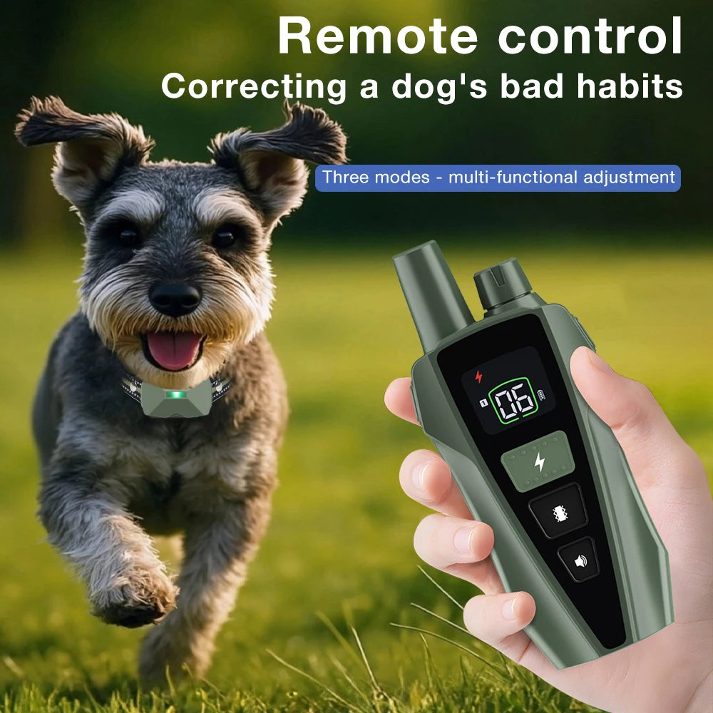 433MHz Waterproof Electric Dog Training Collar with Shock, Vibration & Light Anti-Bark Remote