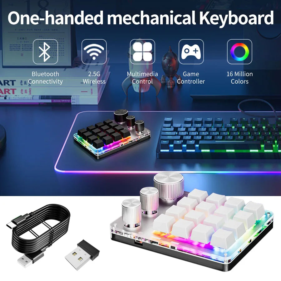 CowLost | product_id-16-key-3-knob-mechanical-gaming-keyboard-mini-keypad-usb-bluetooth-wireless-hot-swap |2
