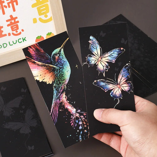 CowLost | 12-pcs-set-diy-scratch-painting-animal-bookmarks-colorful-for-kids-portable-creative-doodle-art-toy-handmade-night-scene-art |1