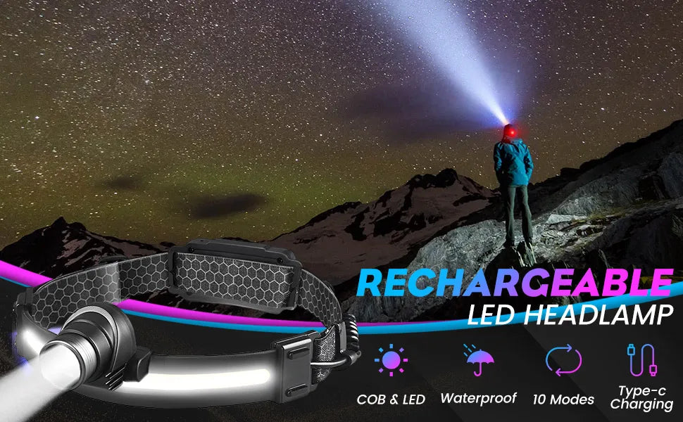 CowLost | product_id-100000-lumens-led-headlamp-with-xpe-cob-sensor-for-camping-fishing-running |7