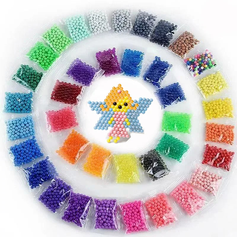 300pcs DIY Non-Iron Fuse Beads 3D Puzzle Toy Perler Hama Magic Water Sticky Beads Gift