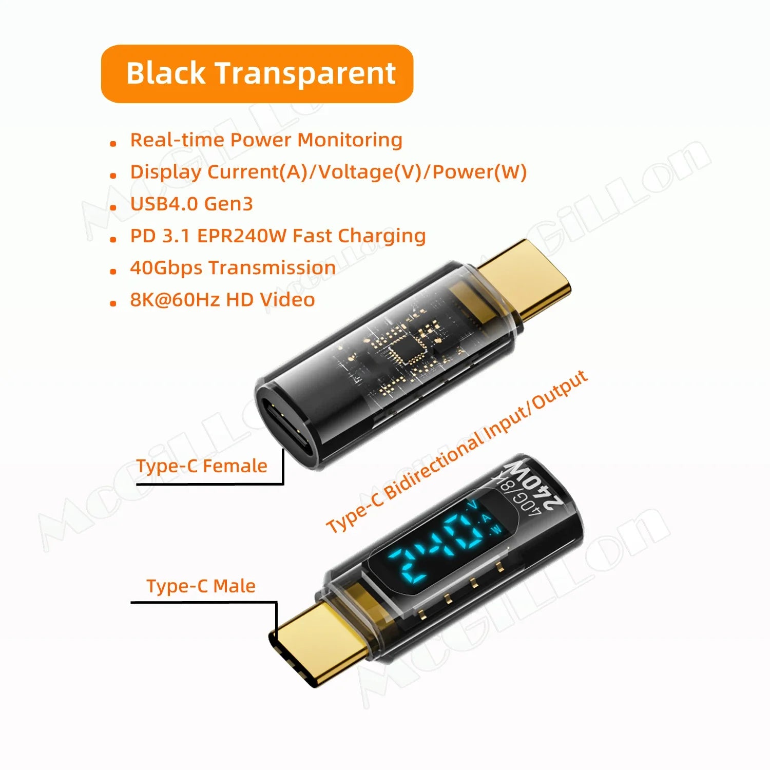 CowLost | product_id-240w-usb-c-extender-with-digital-led-wattage-meter-8k-40gbps-usb4-type-c-adapter-for-thunderbolt-3 |15