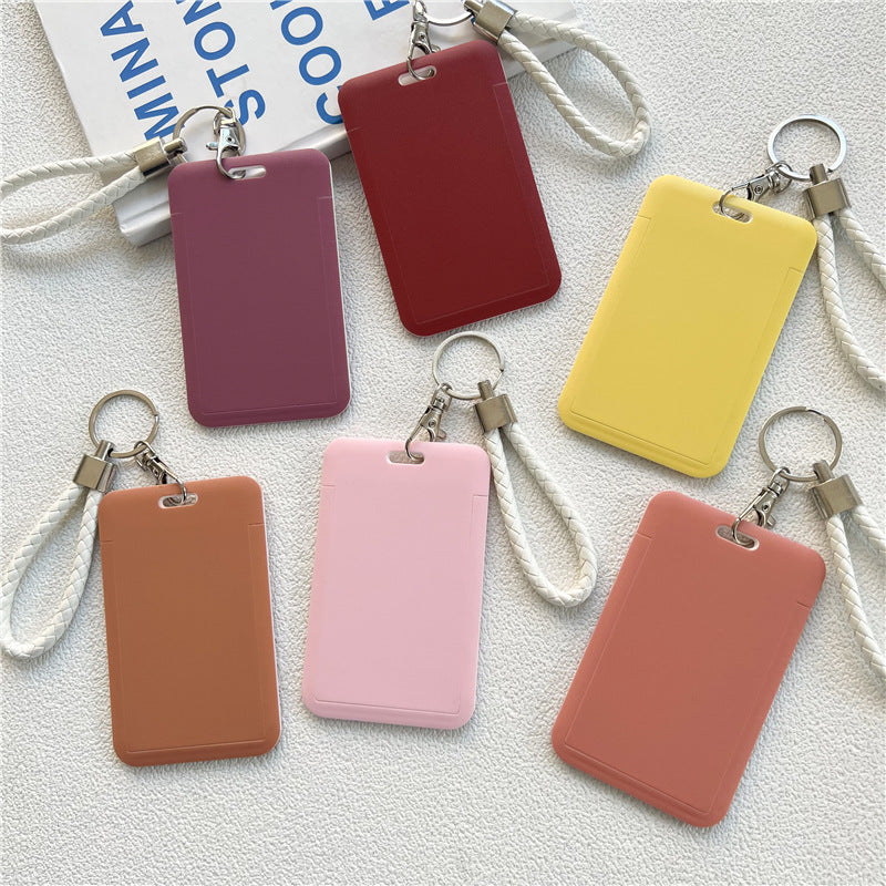 CowLost | handbags-solid-color-student-bus-id-card-protective-cover-keyring |7