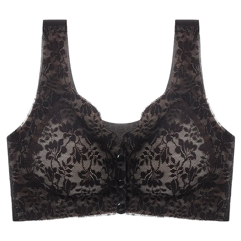 CowLost | product_id-womens-wireless-front-buckle-lace-thin-cup-gathered-sports-bra-vest-large |16