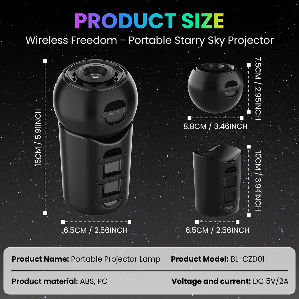 Portable Planetarium Star Projector with 4 HD Film Discs, 360° Rotating Adjustable Focus Galaxy Night Light for Car