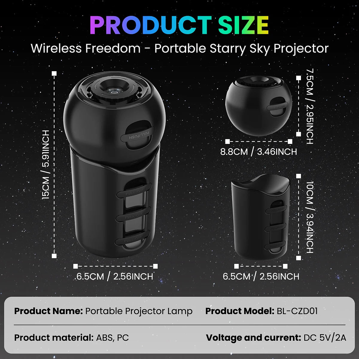Portable Planetarium Star Projector with 4 HD Film Discs, 360° Rotating Adjustable Focus Galaxy Night Light for Car
