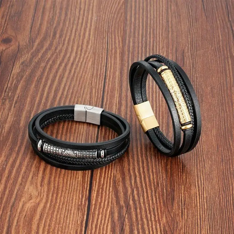 CowLost | multilayer-stainless-steel-insert-bracelet-viking-leather-bracelets-for-men |19