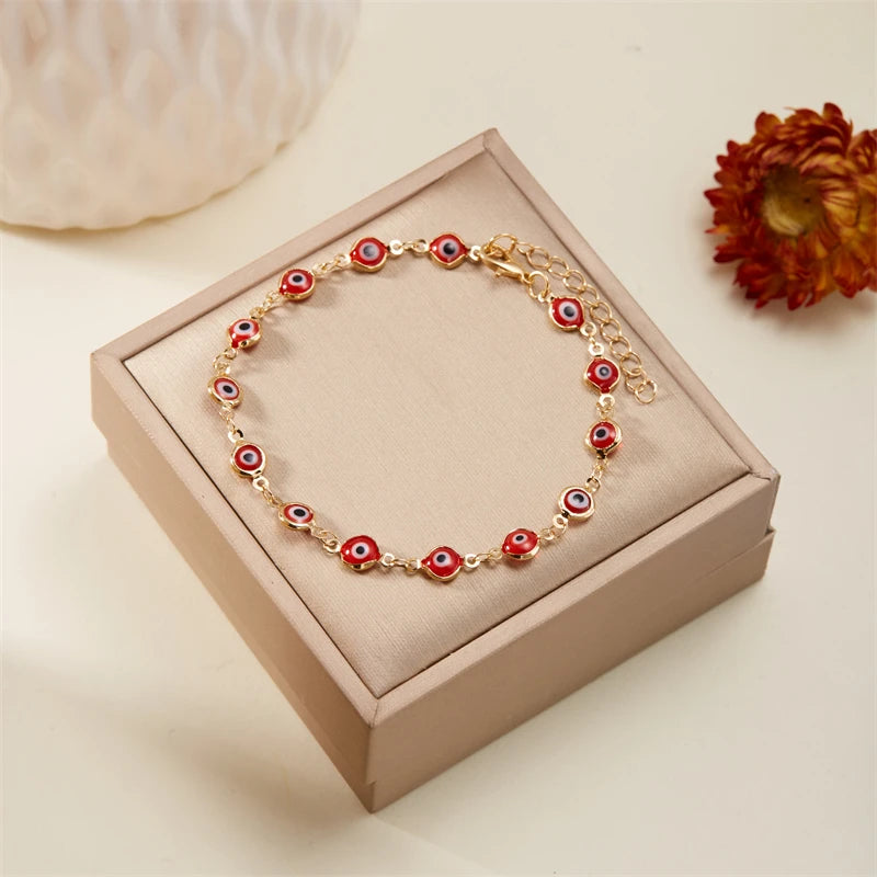 CowLost | bohemian-lucky-turkey-evil-eye-anklets-for-women-colorful-red-blue-eye-metal-chain-ankle-bracelet-summer-beach-foot-leg-jewelry |9