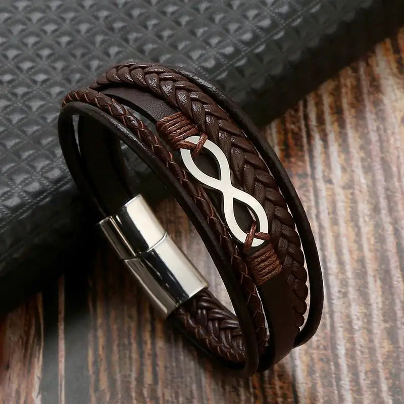 CowLost | infinity-symbol-charm-multi-layer-leather-bracelet-for-men |20