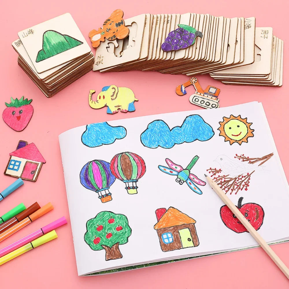 CowLost | product_id-montessori-wooden-diy-drawing-painting-stencil-toys-educational-set-10-20pcs |3