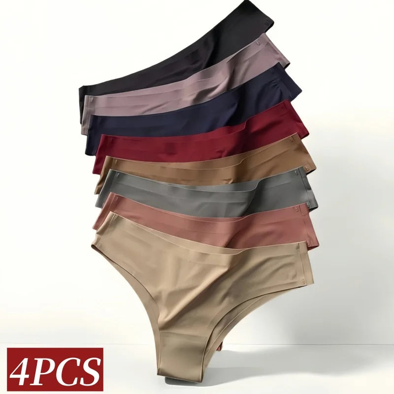 CowLost | product_id-4pcs-women-s-ice-silk-low-rise-brazilian-briefs-soft-breathable-panties-m-xl |2