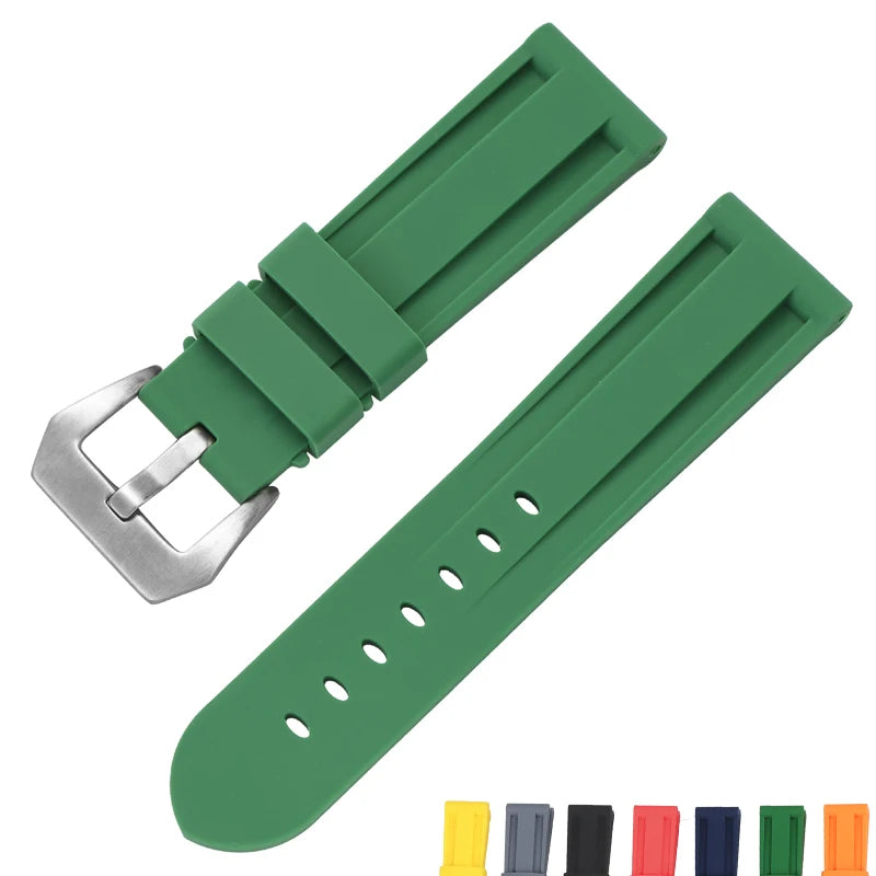 Silicone Sport Watch Band for Panerai 20-26mm Soft Rubber Replacement Strap Unisex